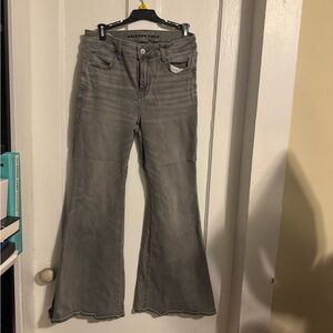 American Eagle grey next level stretch festival flare size 10 short jeans